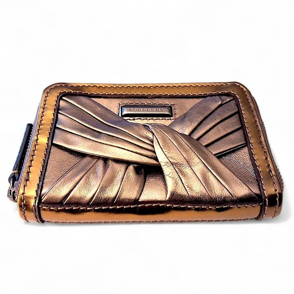Burberry Metallic Knot Leather Small Zip Wallet